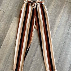 Striped Pants with Tie Detail